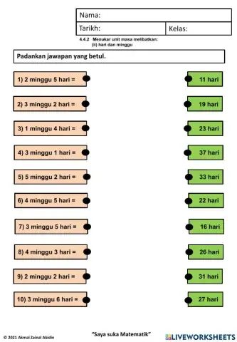 4.4.2   Menukar unit masa melibatkan hari dan minggu