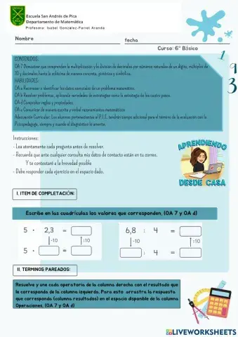 Multiplicación y División de Números decimales