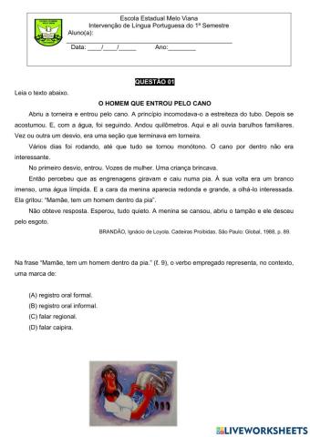 2ª Intervenção pedagógica de Língua Portuguesa