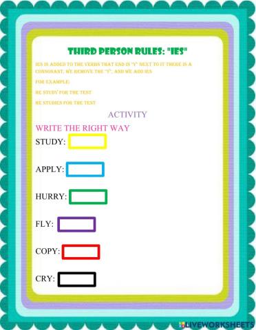 Third person rules: -ies-