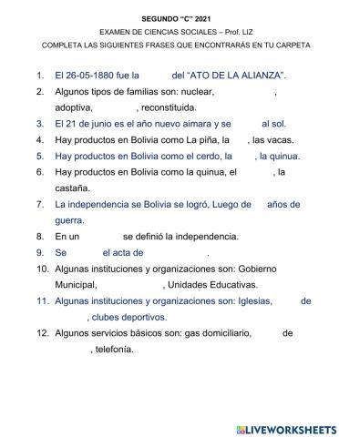 EXAMEN DE CIENCIAS SOCIALES-SEGUNDO -C-
