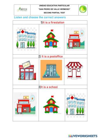 Evluación about places around the town