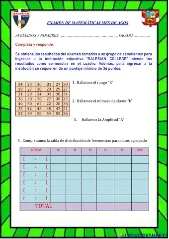 Tabla para datos agrupados