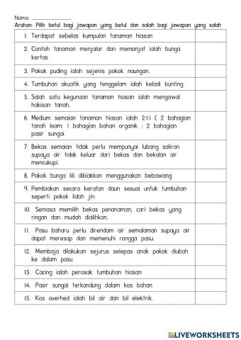 Penilaian Tanaman Hiasan