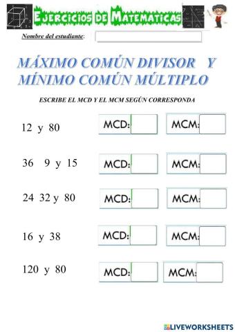 Maximo comun divisor y minimo comun multiplo