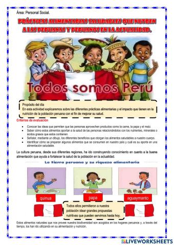 Prácticas alimentarias saludables que nutren a las peruanas y peruanos en la actualidad.