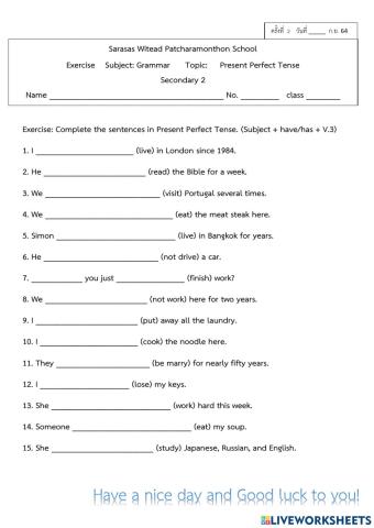 Present Perfect Tense