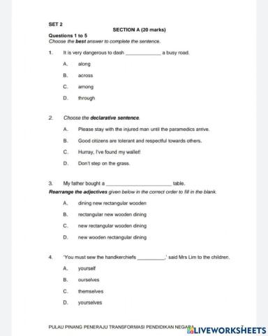 Set 2 UPSR PEMA BI SECTION A