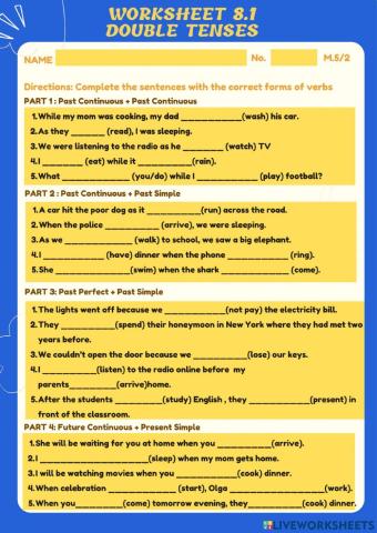 Worksheet 8.1 Double Tenses