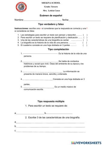 Español examen