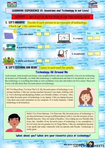 Activity 1:MY FAVOURITE PIECE OF TECHNOLOGY