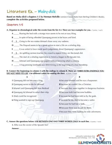Literature Ex. - Moby-dick (Ch. 1-5)