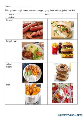 Jadual Makanan Segar