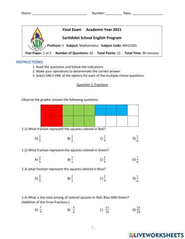 Math mid term test 2021