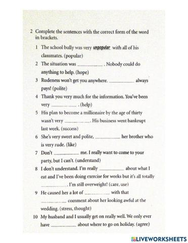 Prefixes and suffixes 2