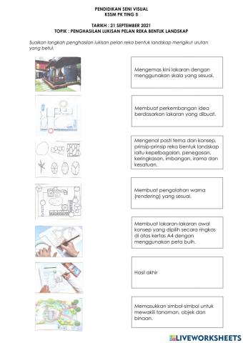 Penghasilan lukisan pelan reka bentuk landskap