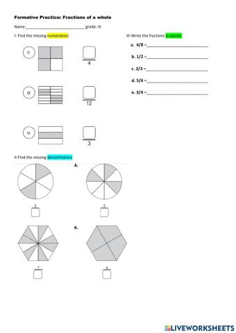 Fractions of a whole