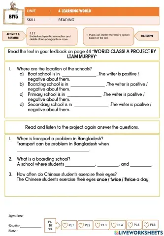 Unit 4 Learning World