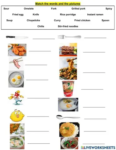 Matching Food Vocabulary
