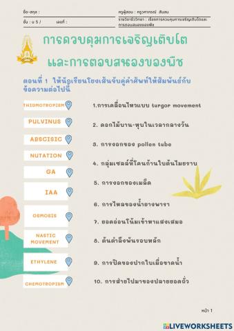 การควบคุมการเจริญเติบโตและการตอบสนองของพืช