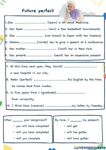 M 6 ใบงานที่ 11-12 Future perfect และ Future perfect continuous