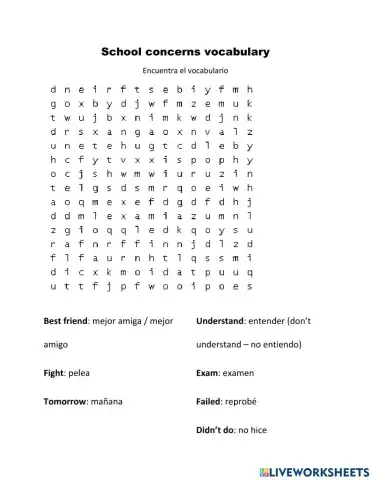 School concerns vocabulary