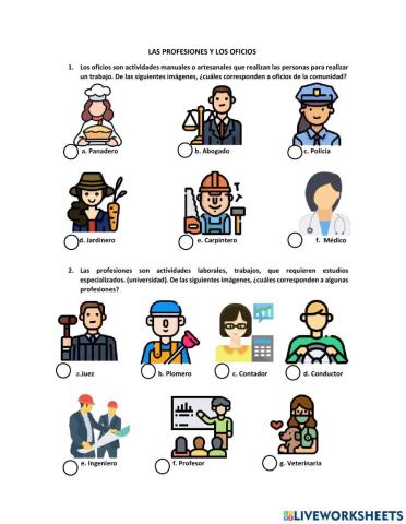 Las Profesiones y los Oficios