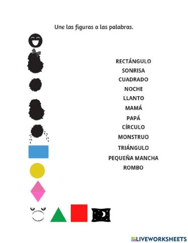 actividad unir dibujos con palabras