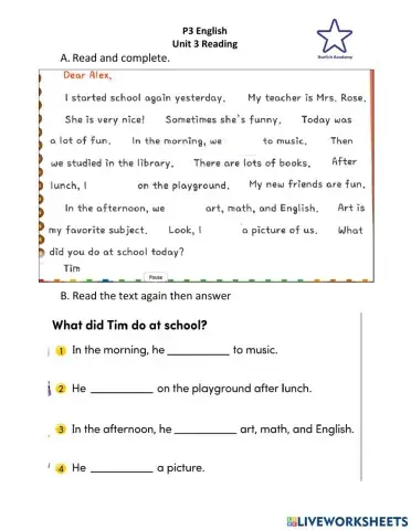 English Reading about past tense