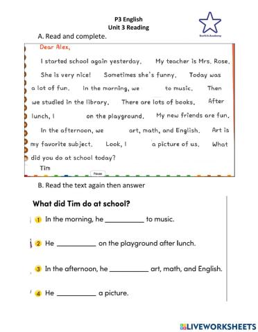 English Reading about past tense