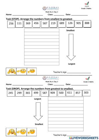Maths-ordering of numbers