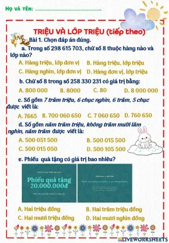 Triệu và lớp triệu (tiếp theo)