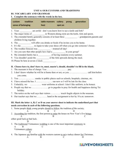 Unit 4- b1.vocabulary and grammar