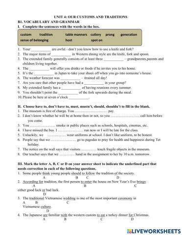 Unit 4- b1.vocabulary and grammar