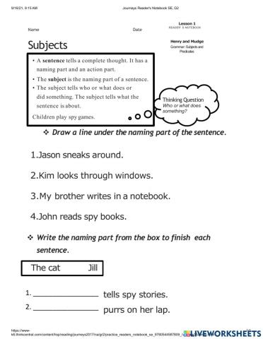 U1 W1 Grammar Subject