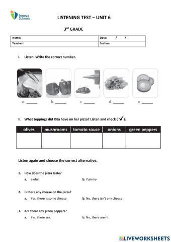 Final listening test - 3rd Grade