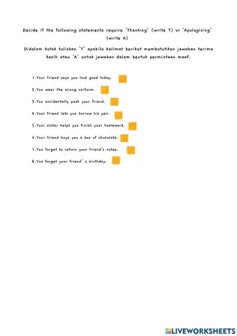 Thanking or apologizing