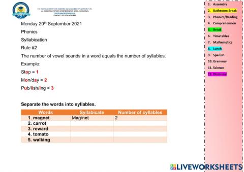 Syllabication rule 2