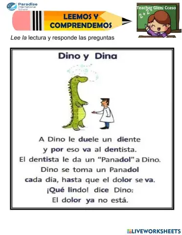 Comprensión lectora:dino Y DINA