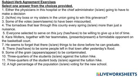 Subject-Verb agreement (3)