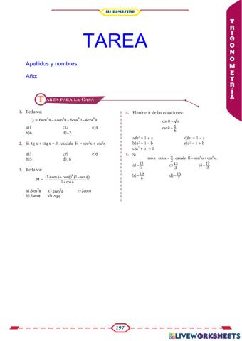Tarea de identidades trigonométricas II