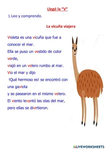 Comprensión de lectura: la vicuña viajera