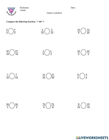 Compare and order Fraction