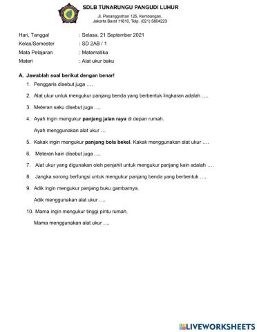 Mengukur panjang dengan satuan baku