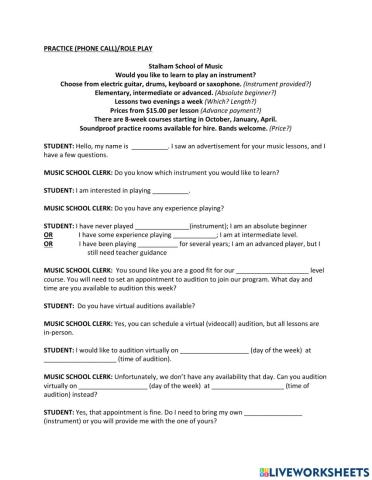 Role-play script - Calling for Information