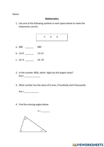 Mathematics Assessment 1