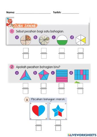 Latihan Kenali & Tulis Pecahan