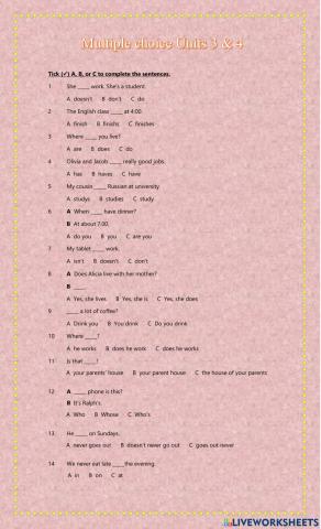 Revision Units 3 & 4