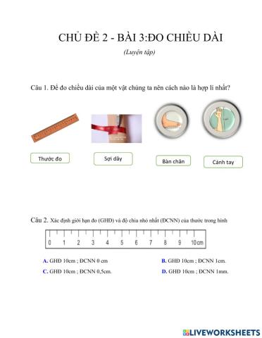 Luyện tập đo chiều dài