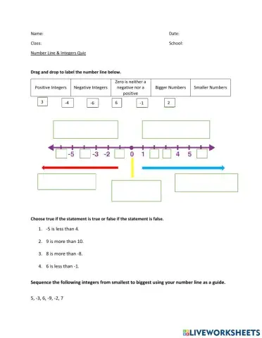 Number Lines Quiz